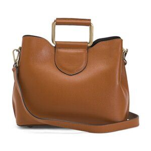 ISADORA Made In Italy Leather Satchel With Square Carry Handles